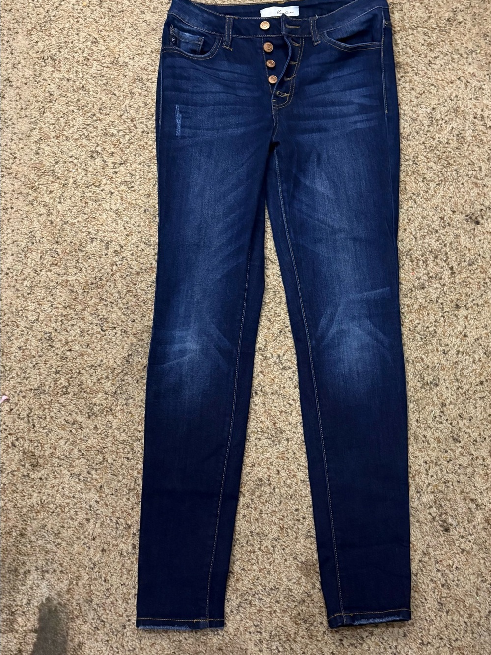 KanCan Dark Blue High-Rise Skinny Jeans with Button-Fly